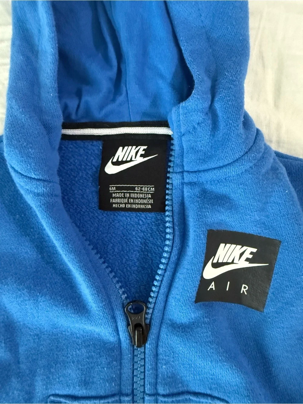 Nike Blue Hooded Zip-Up Baby Jacket with Nike Air Patch - Picture 3 of 5